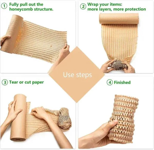 Honeycomb Paper Wrap Roll for Packing – Eco-Friendly Cushioning Wrap (300mm Width | 10m / 25m / 50m)