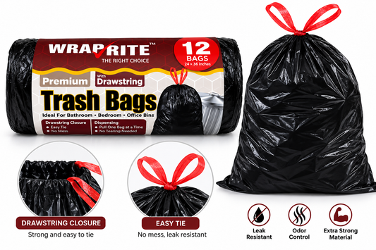 Heavy-Duty Trash Bags with Drawstring