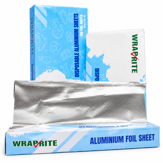 WrapRite Aluminium Foil Sheet 12 inch 100 sheets box with foil