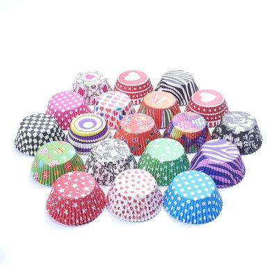 Multicolor Cupcake Liners – 100pcs Assorted Sizes (7cm, 8cm, 9cm, 11cm) Greaseproof Baking Cups