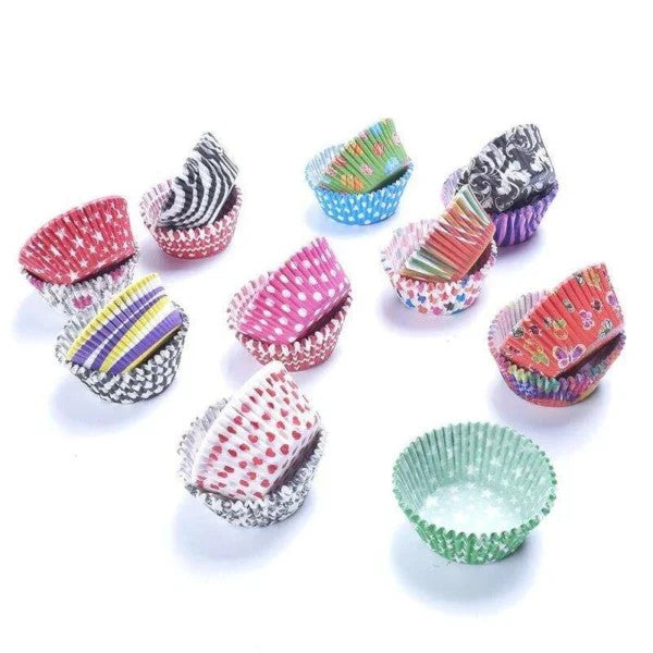 Multicolor Cupcake Liners – 100pcs Assorted Sizes (7cm, 8cm, 9cm, 11cm) Greaseproof Baking Cups